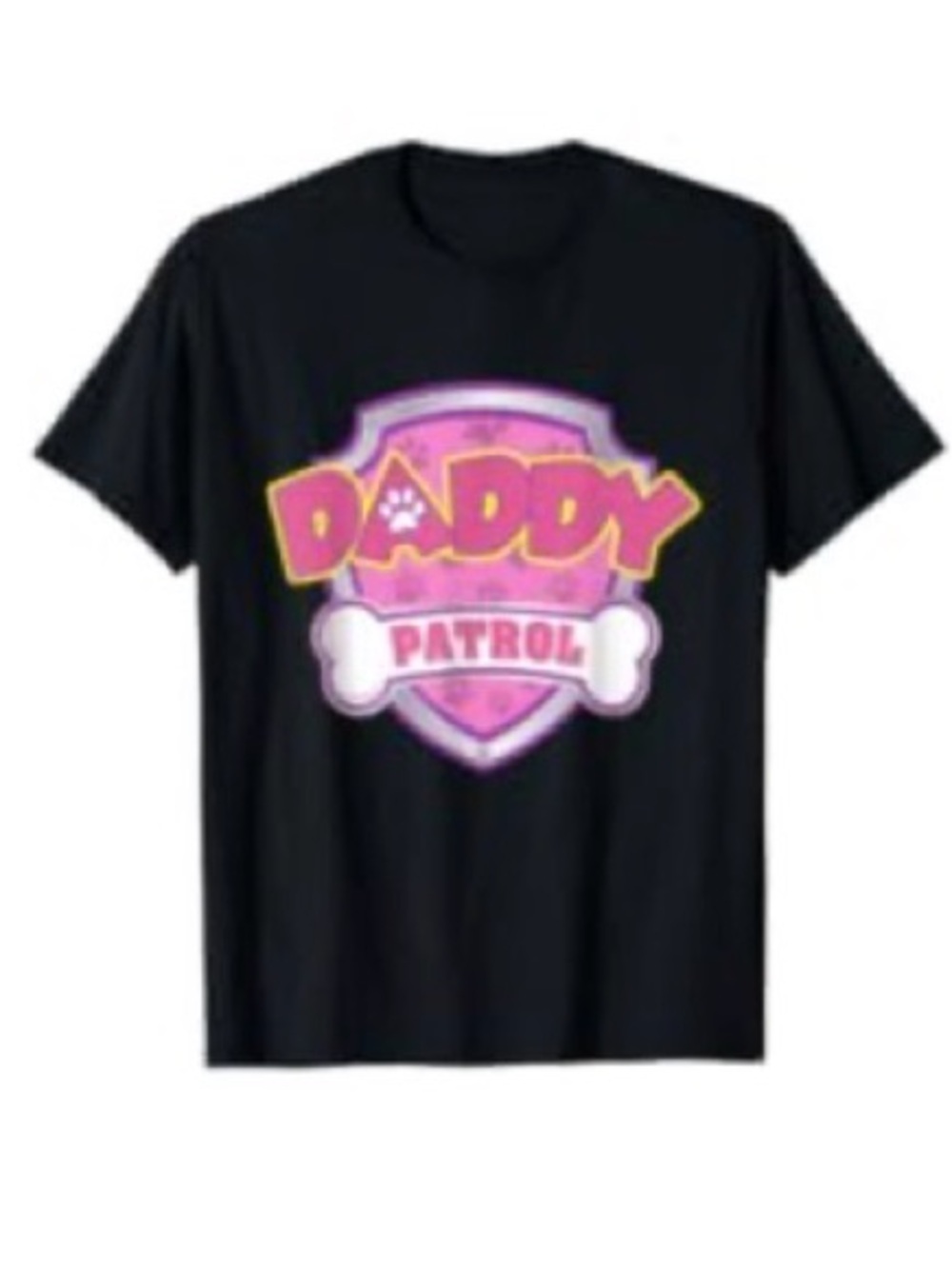 Port and Company Black T‑shirt with Pink and Yellow 'Daddy Patrol' Graphic